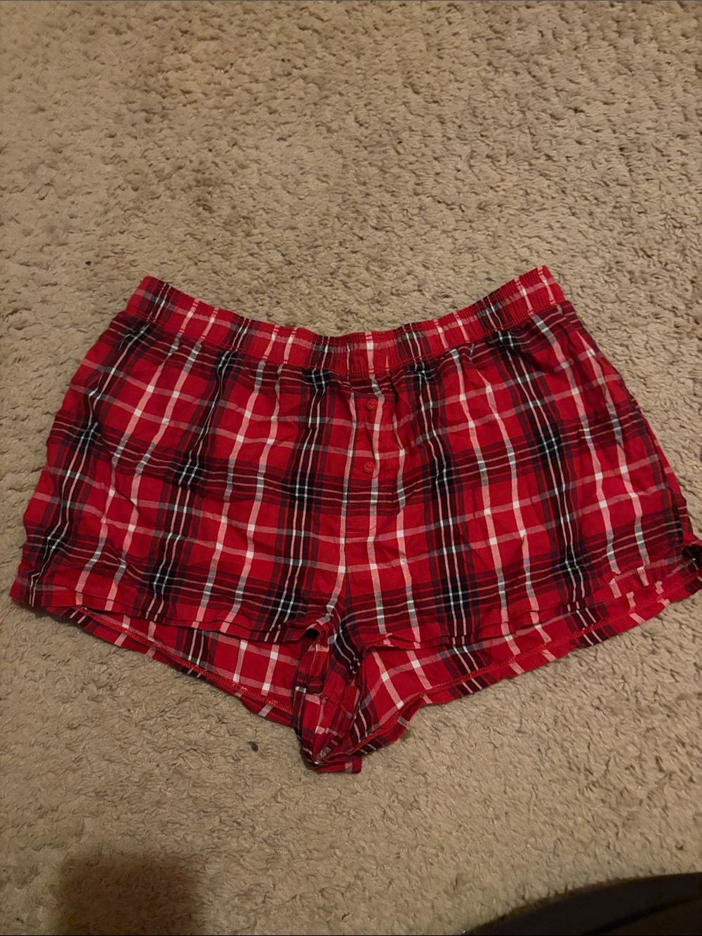 Vintage PINK Victoria's Secret Red Plaid Cotton Sleep Shorts